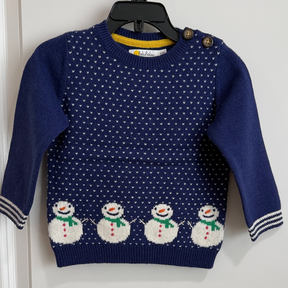Mini Boden Blue Snowman Sweater